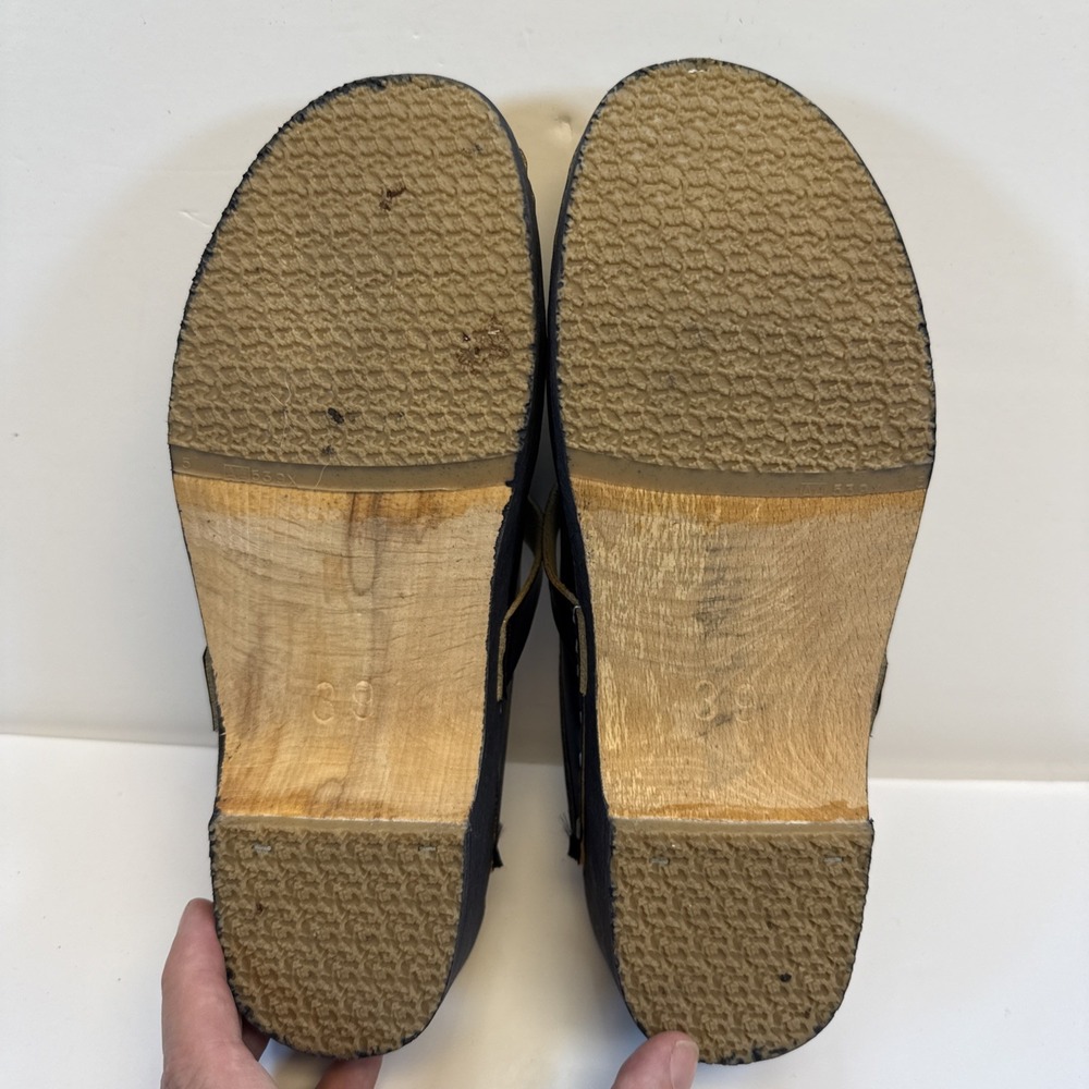 Simone Orthopaedic Clogs EU 39 / US 8-8.5 Black Leather Wooden Mules - Holland - Picture 8 of 12